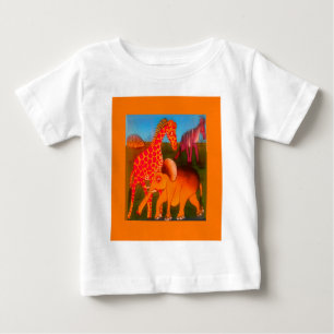 T-shirt Pour Bébé Vintage Coloré Africain couleurs d'animaux sauvage