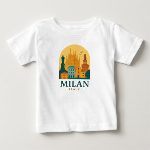 T-shirt Pour Bébé Vintage Milan Italie Voyage Duomo rétro
