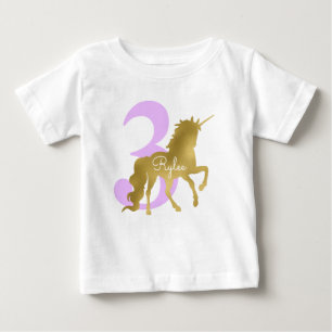 T-shirt Pour Bébé Violet et or Unicorne Milestone Anniversaire