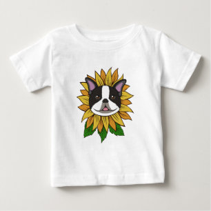 T-shirt Pour Bébé Visage de chien Boston Terrier mignon sur tourneso