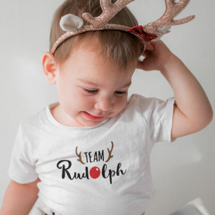 T-shirt Pour Bébé Visite de bébé par le Père Noël - Motif de Noël «