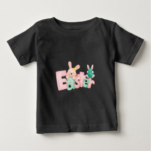 T-shirt Pour Bébé Vœux de Pâques joyeux - Bisous de lapin drôle 