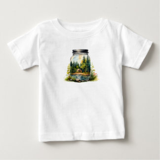 T-shirt Pour Bébé Voir le ruisseau, la maison dans le bocal en verre