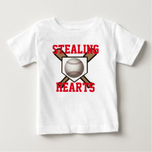 T-shirt Pour Bébé Vol de la pièce en t de base-ball de coeurs