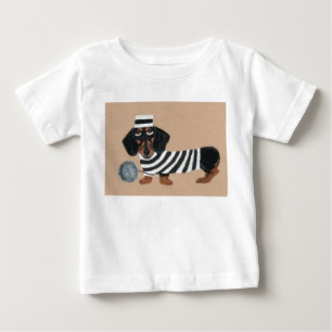 T-shirt Pour Bébé Voleur de friandises teckel noir et feu oiseau de