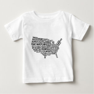 T-shirt Pour Bébé Welsh Placenames en Amérique Word Art
