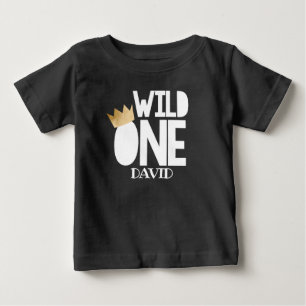 T-shirt Pour Bébé Wild ONE Black Gold Baby Boy First Birthday Outfit