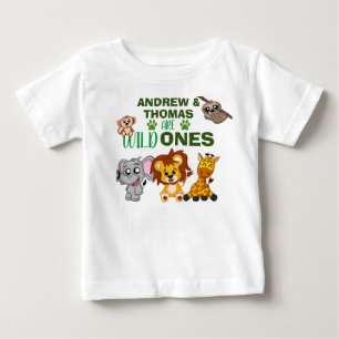 T-shirt Pour Bébé Wild One Jungle Safari Animal Twins Premier annive