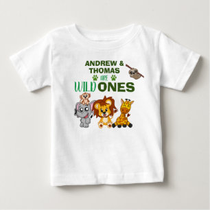 T-shirt Pour Bébé Wild One Jungle Safari Animal Twins Premier annive