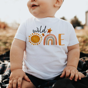 T-shirt Pour Bébé Wild One premier anniversaire Rainbow et Sun Party