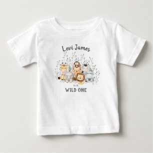 T-shirt Pour Bébé Wild One Safari Animaux premier anniversaire