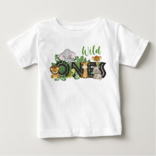 T-shirt Pour Bébé Wild Ones Jungle Safari Animaux Anniversaire jumea