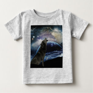 T-shirt Pour Bébé Wolf hurle sur la lune