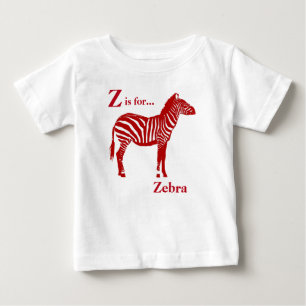 T-shirt Pour Bébé Zèbre - rouge-foncé et blanc