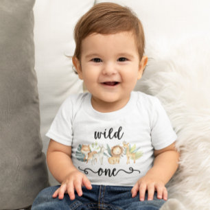 T-shirt Pour Bébé Zoo Jungle Safari animal sauvage Un 1er anniversai