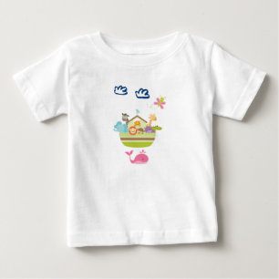 T-shirt Pour Bébé Zoo mignon Arche animal avec papillon et baleine
