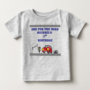 T-shirt Pour Bébé ZOOM GREY, UN POUR LA ROUTE 1er Anniversaire Garço