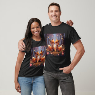 T-shirt pour couple de renard mignon et romantique