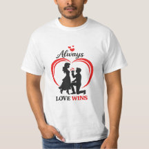 T-shirt pour couple romantique L'amour gagne toujo