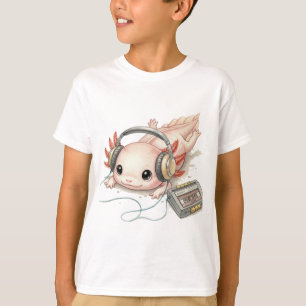 T-shirt pour enfants avec Axolotl mignon et écoute