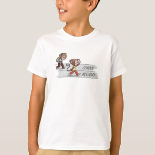 T-shirt pour enfants avec singe mignon à l'école v