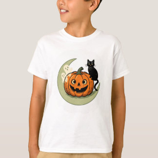 T-shirt pour enfants avec un chat d'Halloween mign