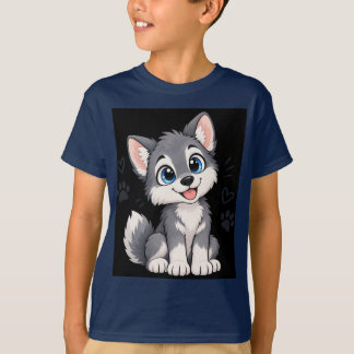 T-shirt pour enfants avec un loup mignon Kawaii