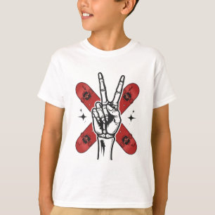 T-shirt pour enfants Cool Squelette Signe de Paix 