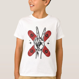 T-shirt pour enfants Cool Squelette Signe de Paix