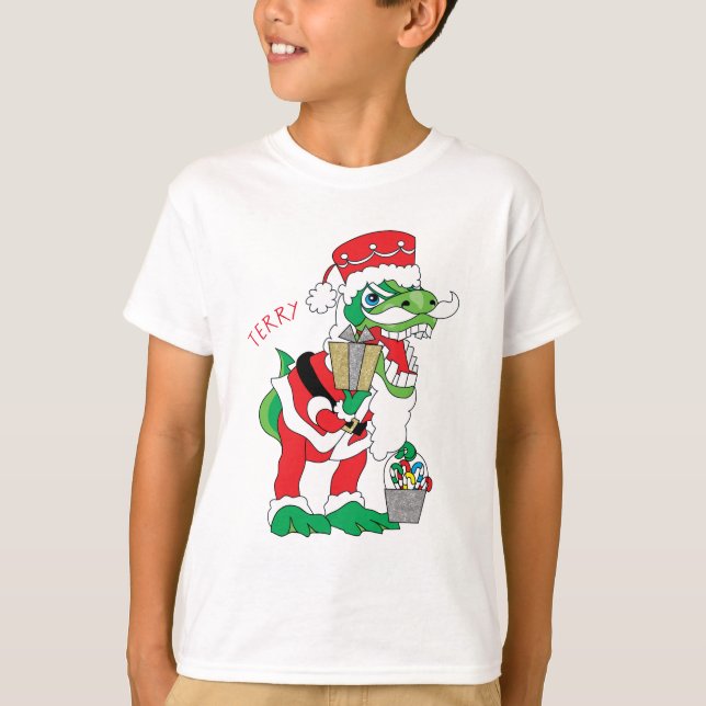 T-shirt pour enfants de Noël TySANTAsaurus Rex (Devant)