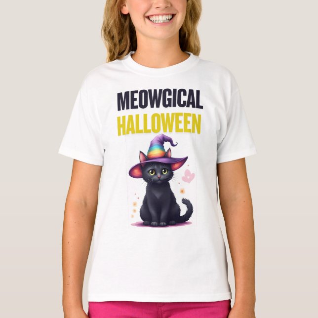T-shirt pour enfants d'Halloween méowgical - Chat  (Devant)