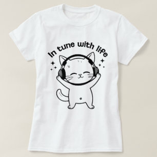 T-shirt pour femme avec chat   Tee-shirt mignon mi