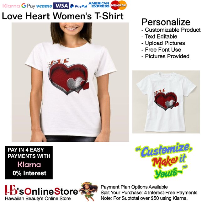 T-shirt pour femmes à cœur blanc (Love Heart Women's T-Shirt with White Background.)