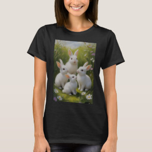 T-shirt pour femmes Prairie de lapins blancs migno