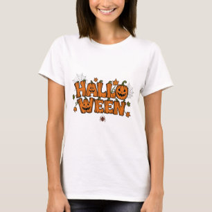 T-shirt pour femmes typographie citrouille Hallowe