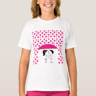 T-shirt pour filles avec chiot mignon et coeurs - 