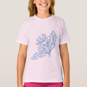 T-shirt pour filles avec dessin minimaliste de fle