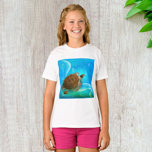T-Shirt pour filles de natation tortue (Créateur téléchargé)