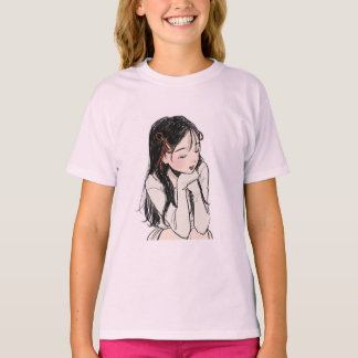 T-Shirt pour filles roses douces - Décontracté et 