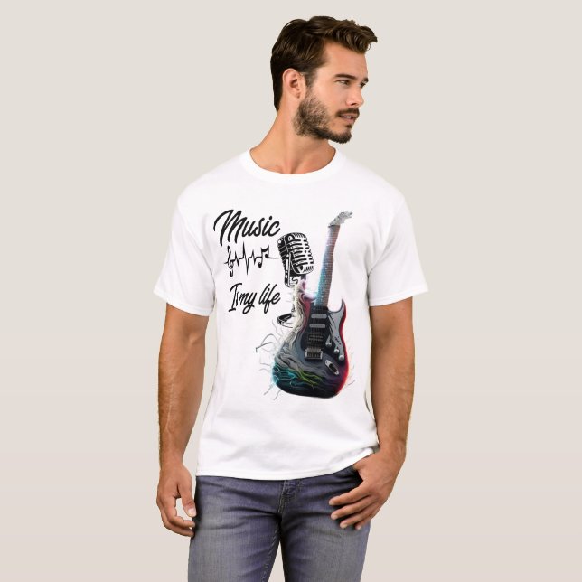 T-shirt pour hommes inspiration musique guitare él (Devant entier)