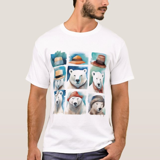 T-shirt pour hommes - Ours Polaires en chapeaux (Devant)