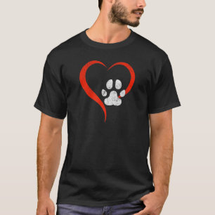 T-shirt Pour L'Amour De Mon Chien Rouge Coeur & Chien Blan