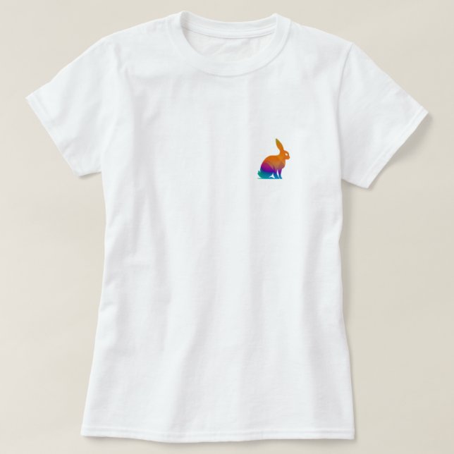T-shirt pour lapin arc-en-ciel (Design devant)