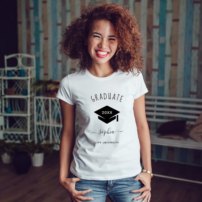 T-shirt Pour le diplômé | Classe de texte noir élégant Ann (Créateur téléchargé)