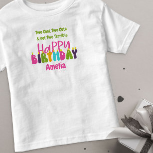 T-shirt Pour Les Tous Petits 2e anniversaire Un jour de fête Filles aux bougies