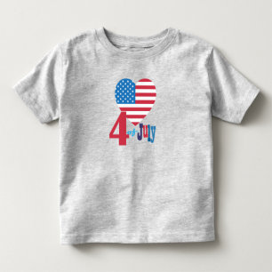 T-shirt Pour Les Tous Petits 4 juillet drapeau américain de coeur de drapeau