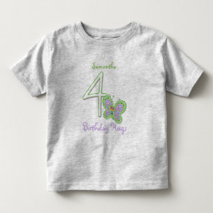T-shirt Pour Les Tous Petits 4ème Le papillon d'anniversaire étreint le nom