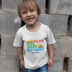 T-shirt Pour Les Tous Petits 5e anniversaire Enfants Construction Véhicule Part