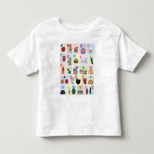 T-shirt Pour Les Tous Petits ABC Alphabet lettres d'apprentissage Les aliments 