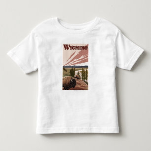 T-shirt Pour Les Tous Petits Affiche de Vintage voyage de bison de la rivière
